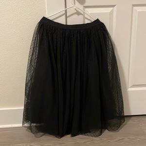 Ann Taylor Black Dotted Tulle Midi Skirt